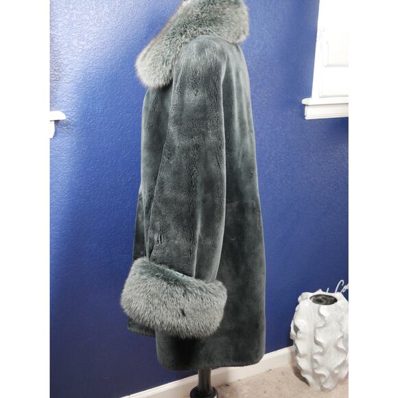 Gorgeous Green Sheared Beaver & Fox Fur Coat Jacket - Picture 4 of 7